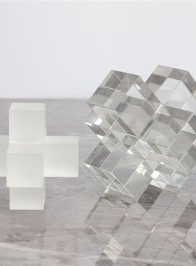 现代简约水晶十g字架创意摆件样板房售楼部家居玄关桌面软装饰品