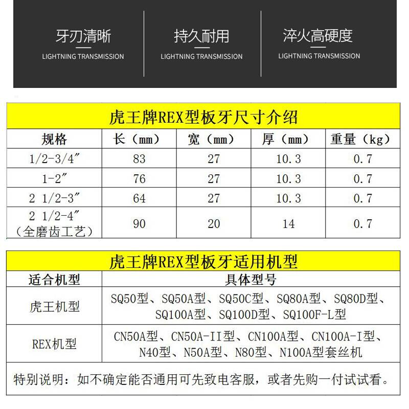 华星REX力克士通用50A型扁板牙燃气管道施工半自动电动套丝机板牙 - 图1