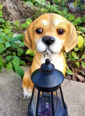 太阳能小狗摆件庭院仿真花园露台阳台园艺动物雕塑装饰布置树脂