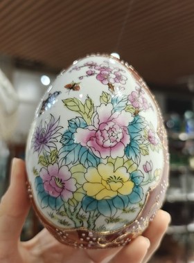 回流瓷器手绘彩蛋摆件