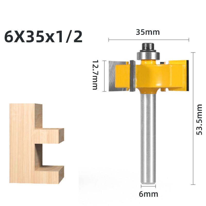 三件套四刃滚珠T型刀1/4柄木工铣刀具开槽口刀雕刻修边机刀头 - 图2