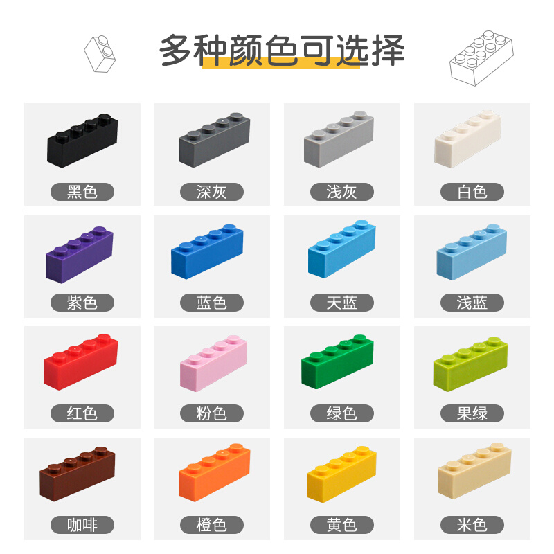 MOC小颗粒拼装积木零件Brick1x4兼容3010拼1Y*砖模型4插玩具-图1