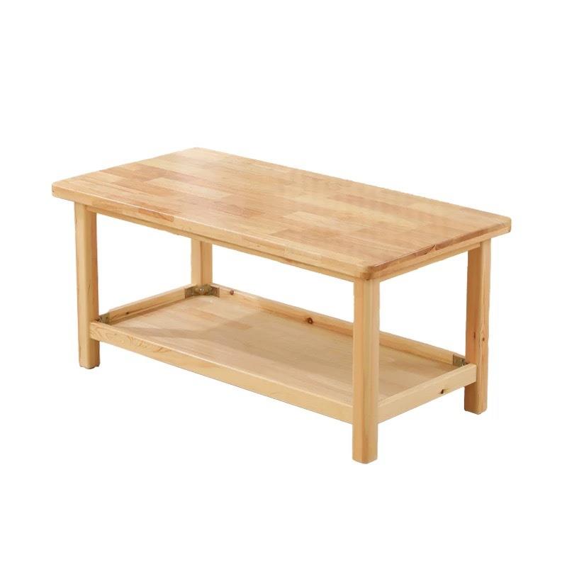Kindergarten solid wood double-layer table and chair set children's wood workshop classroom operating table early education multi-functional learning table and chairs