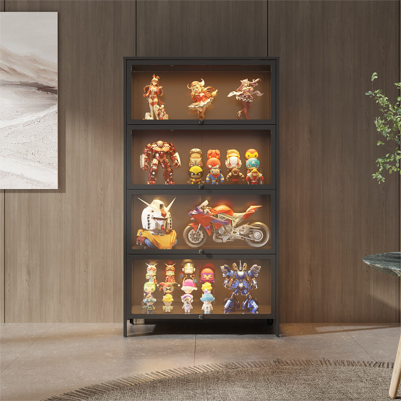 家用钢制书架带玻璃门手办柜儿童防尘书柜铁艺储物柜收纳柜置物架,淘宝优惠券,粉丝福利购,淘宝优惠卷