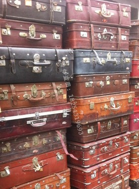 老上海旧皮箱老皮箱复古摄影道具C箱子民国怀旧老物件老式手提箱