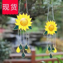 Custom Spot Blasting Room Hanging Jewelry Drop Oil Sunflower Pendant Alloy Flowers Wind