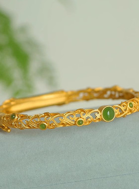 竹节国风女925银中式旗袍手镯