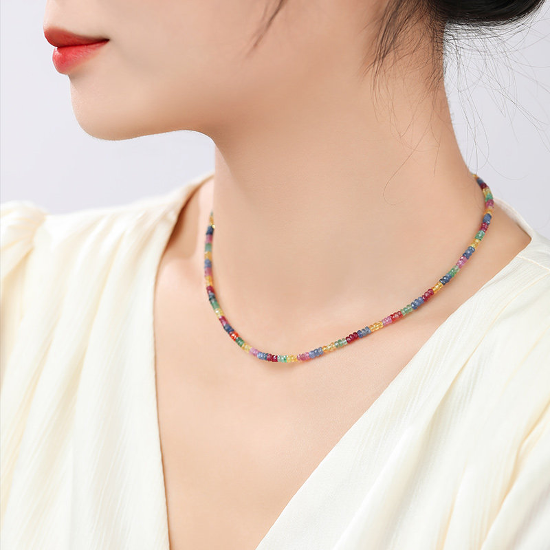 可卿珠宝 多巴胺 蓝宝石项链女18k金锁骨颈链串珠彩宝正品礼物,淘宝优惠券,粉丝福利购,淘宝优惠卷