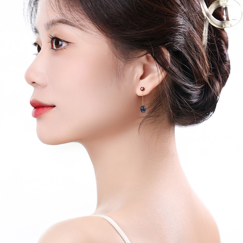 可卿珠宝 瑾瑶 蓝宝石耳线女18k金彩宝耳钉耳饰天正品然饰品礼物,淘宝优惠券,粉丝福利购,淘宝优惠卷