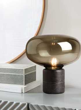 后现代大理石玻璃床头灯具北欧简约书房卧室设计师样板房装饰台灯