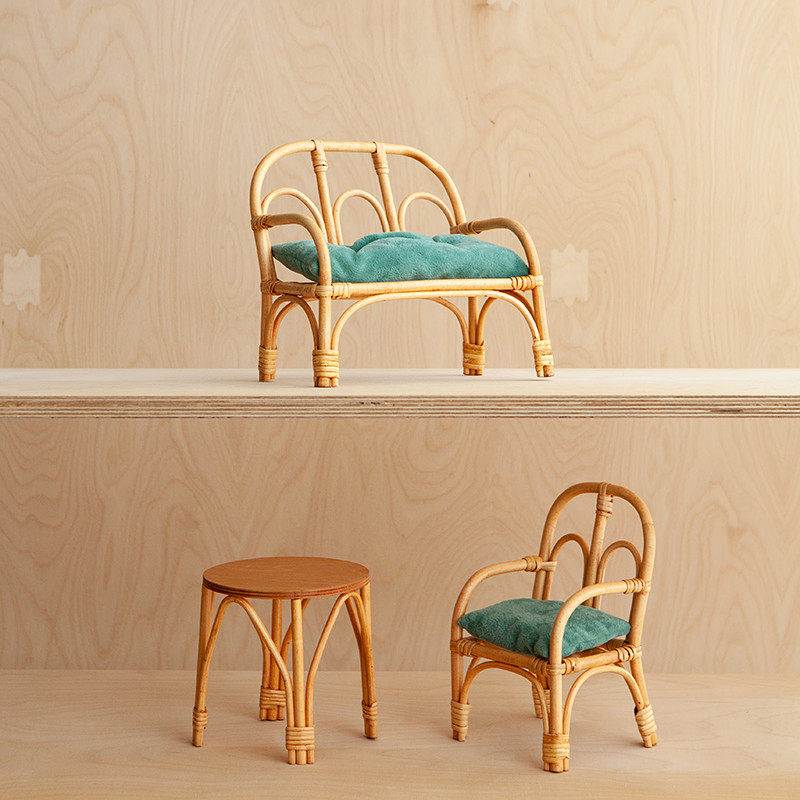 藤编手工艺品小床家具摆件 过家家玩具 场景 双人椅 单人椅 桌,淘宝优惠券,粉丝福利购,淘宝优惠卷