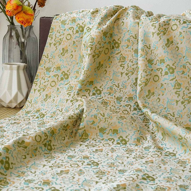 新款仿人丝古风锦缎马甲提花布中式旗袍色织童装拼色抽象风面料,淘宝优惠券,粉丝福利购,淘宝优惠卷