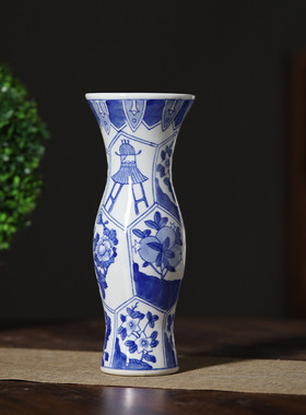 景德镇青花缠枝家居烛台客厅茶几玄关青花瓷烛台软装饰工艺品摆件