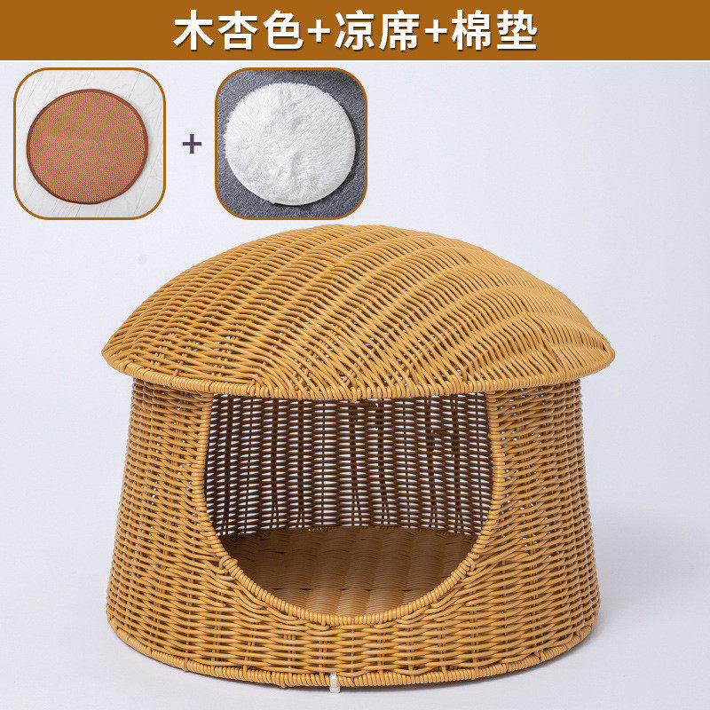 封闭式仿藤编织猫咪窝可拆水洗猫屋猫窝夏季宠物窝大号别墅猫房子,淘宝优惠券,粉丝福利购,淘宝优惠卷
