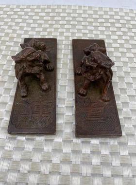 老物件杂项收藏仿古铜狮子镇尺文房四宝压尺乡下收古董古玩