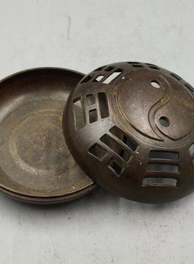 包浆收藏仿古铜小香炉铜香炉度铜黑古玩如意熏香炉文房文玩摆件