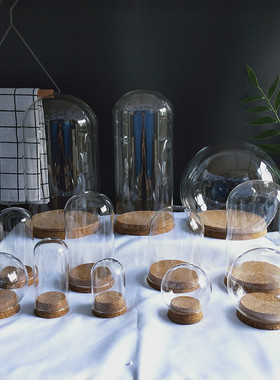 软木塞玻璃罩展示盒diy玻璃瓶干花相框保存瓶收纳永生花防尘罩