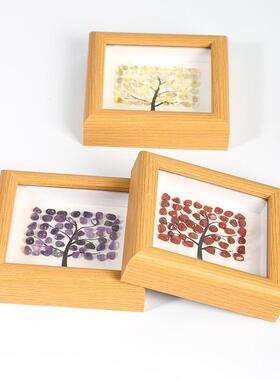 方块树形原石水晶相框摆台乔迁新树木居画框家居喜庆摆件礼物