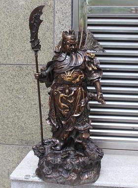 铜关公摆件九龙关公礼品1米特大号铜像武财神金属工艺品