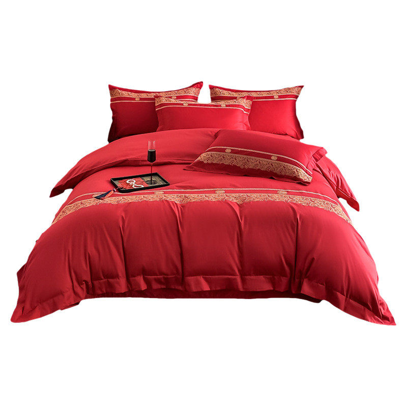 A类婚庆四件套全棉喜庆结婚床上用品纯棉大红床单被套新婚床笠罩,淘宝优惠券,粉丝福利购,淘宝优惠卷