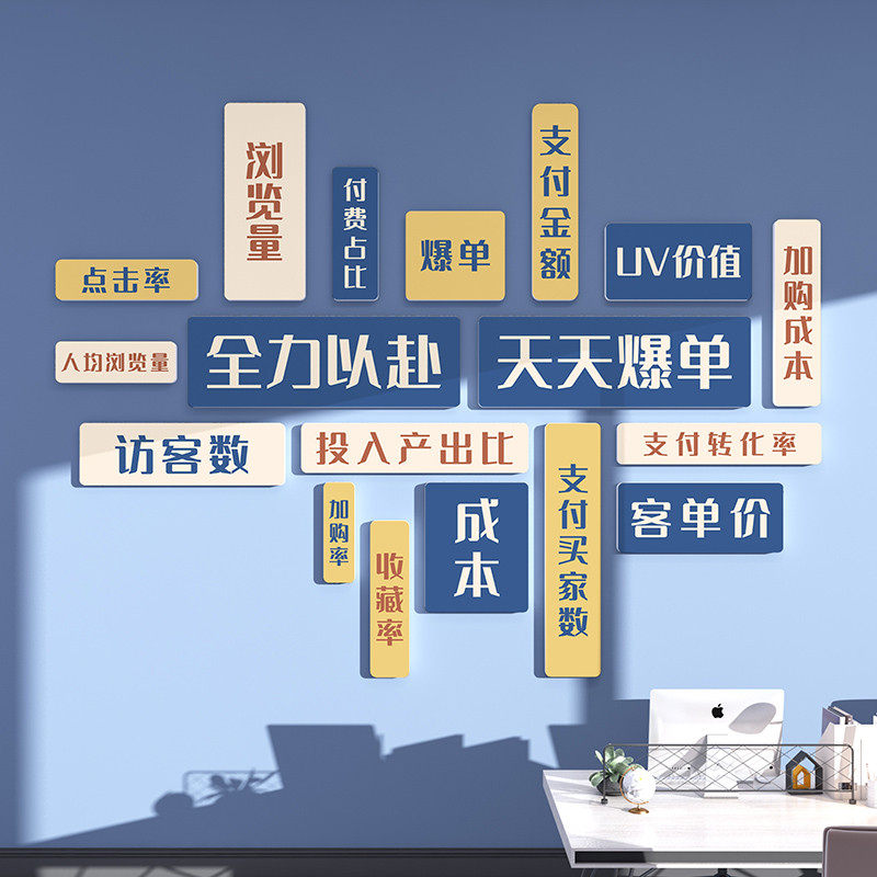 电商企业文化墙贴公司形象办公室励志标语背景氛围感装饰挂画贴纸,淘宝优惠券,粉丝福利购,淘宝优惠卷