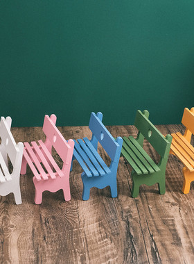 Zakka实木家居小椅子摆件饰品桌面可爱装饰木质桌椅拍摄道具