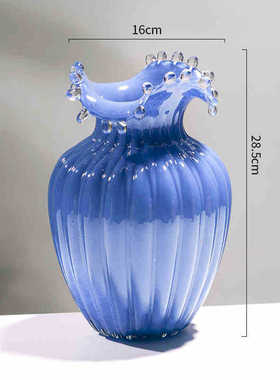 奶油乔迁芬顿中古花瓶玻璃网红风创意花瓶摆件客厅家居插花摆件