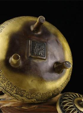 黄铜熏香炉仿古工艺檀龙头香炉盘香香道佛具带盖摆件