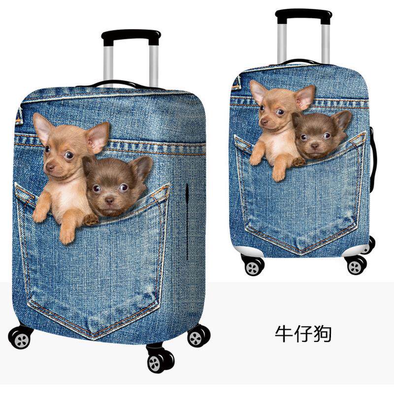 牛仔泰迪狗狗弹力箱套拉杆箱旅行旅游登机行李皮箱保护罩防尘袋子,淘宝优惠券,粉丝福利购,淘宝优惠卷