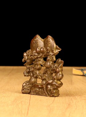 古玩福寿摆件葫芦复古铜器多福添寿居家客厅玄关铜合金仿古工艺品