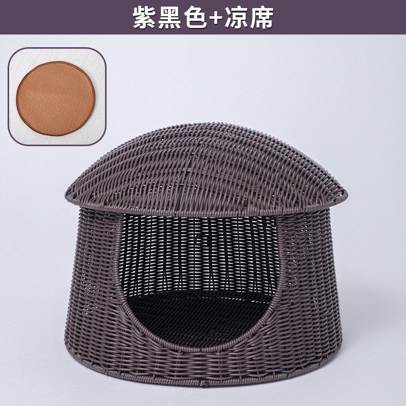 封闭式仿藤编织猫咪窝可拆水洗猫屋猫窝夏季宠物窝大号别墅猫房子,淘宝优惠券,粉丝福利购,淘宝优惠卷