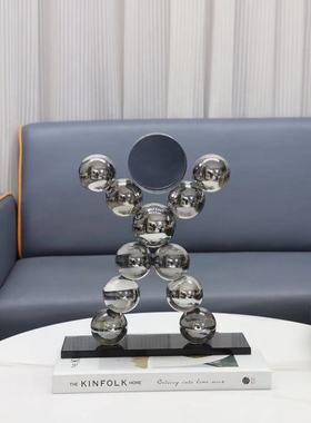 现代创意动力学机械抽象人物水晶摆件酒店样板间会所装饰品