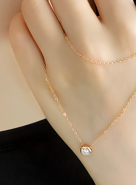 日系简约鼻屎莫桑钻泡泡项链纯银