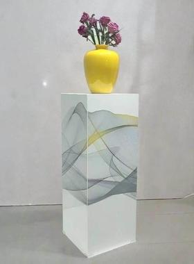 客厅岩板装饰花架展厅玄关酒店会所立柱大理石雕塑摆件底座展示台