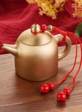黄铜小茶壶地摊小铜器摆件金属铜工艺品办公室茶道茶具纯铜把把壶