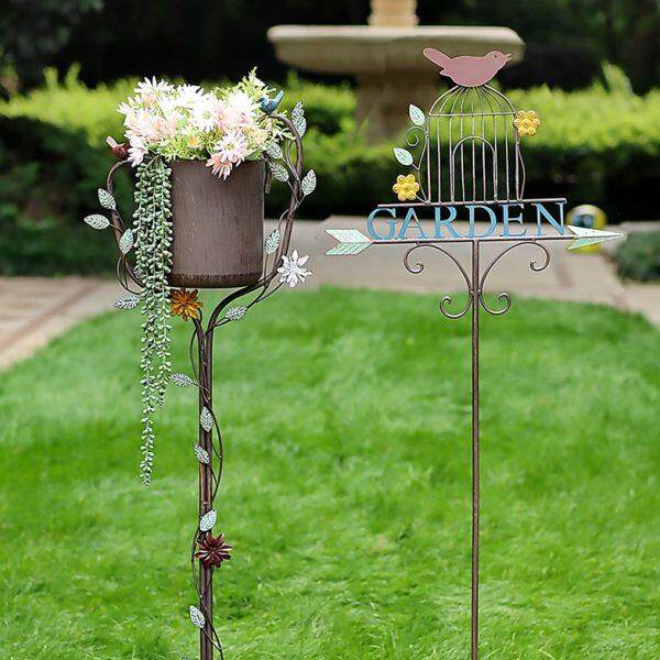 铁艺复古工艺花筒户外地插花园摆件庭院装饰布置阳台园艺景观造景 - 图1