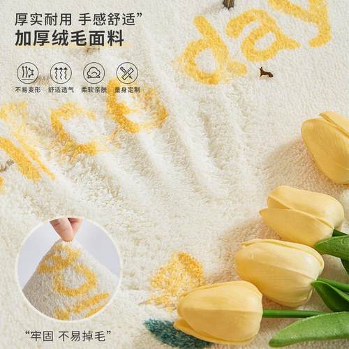 公主风床边毯2025新款卧室床边地毯儿童房床前免打理可爱毛绒脚垫 - 图2