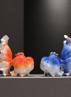 轻奢锦鲤鱼家居装饰品玄关工艺品年年有余摆设客厅酒柜电视柜摆件