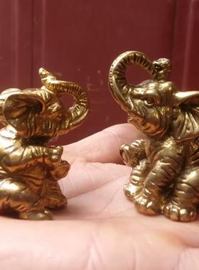 纯铜小象一对小号客厅家居招财摆设小礼品大象黄铜器动物桌面摆件