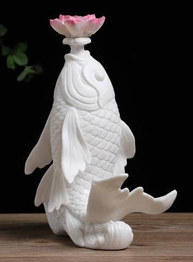 陶瓷鲤鱼锦鲤招财摆件年年有余家居客厅办公装饰摆设开业乔迁礼品