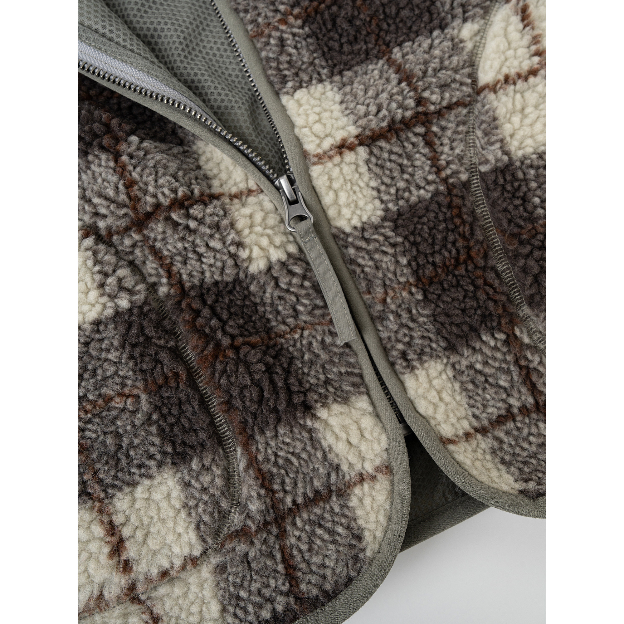 秋冬miu系穿搭 肉桂咖格泰迪摇粒绒保暖立领格子外套 FW095272,淘宝优惠券,粉丝福利购,淘宝优惠卷