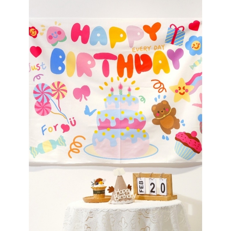 生日装饰定制挂布宝宝周岁派对背景布儿童名字相片背景墙场景布置 - 图0