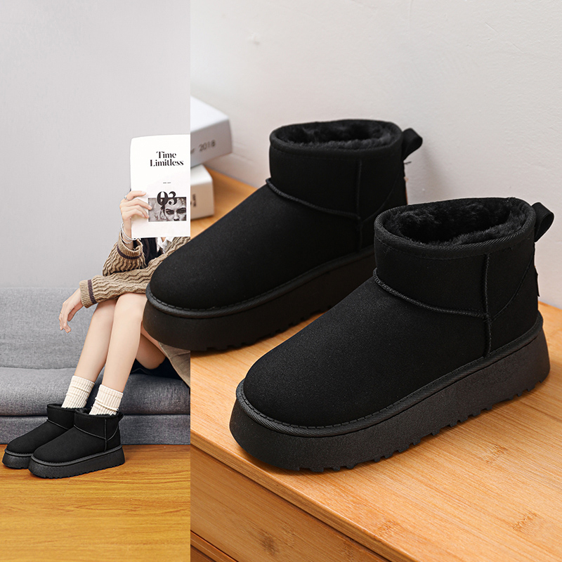 雪地靴短筒情侣冬季网红2025新款厚底增高加绒保暖防滑东北大棉鞋