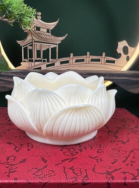 新象牙果莲花底座佛具莲花酥油灯座蜡F烛烛台长明灯供佛灯烛台凹