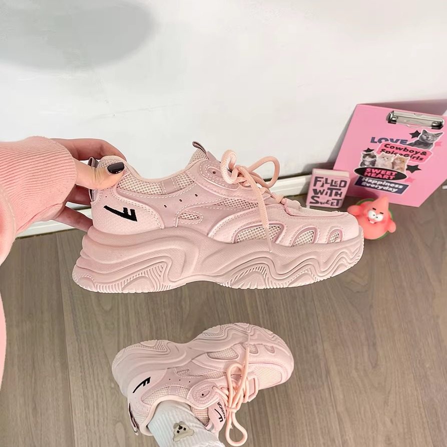 回力粉色厚底老爹鞋2025新款时尚百搭小个子增高软底轻便休闲鞋子,淘宝优惠券,粉丝福利购,淘宝优惠卷