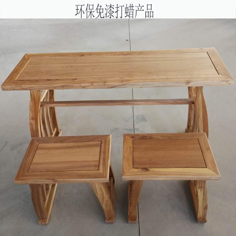 国学课桌 文艺书法桌书画桌榆木书桌 古典中式马鞍桌 - 图1