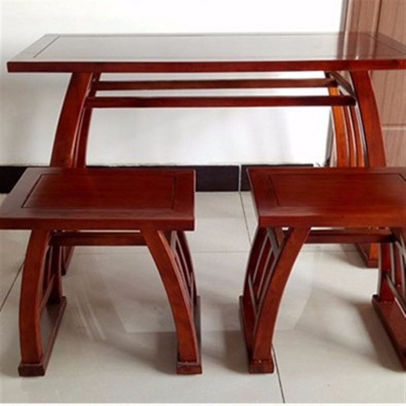 国学课桌 文艺书法桌书画桌榆木书桌 古典中式马鞍桌 - 图2