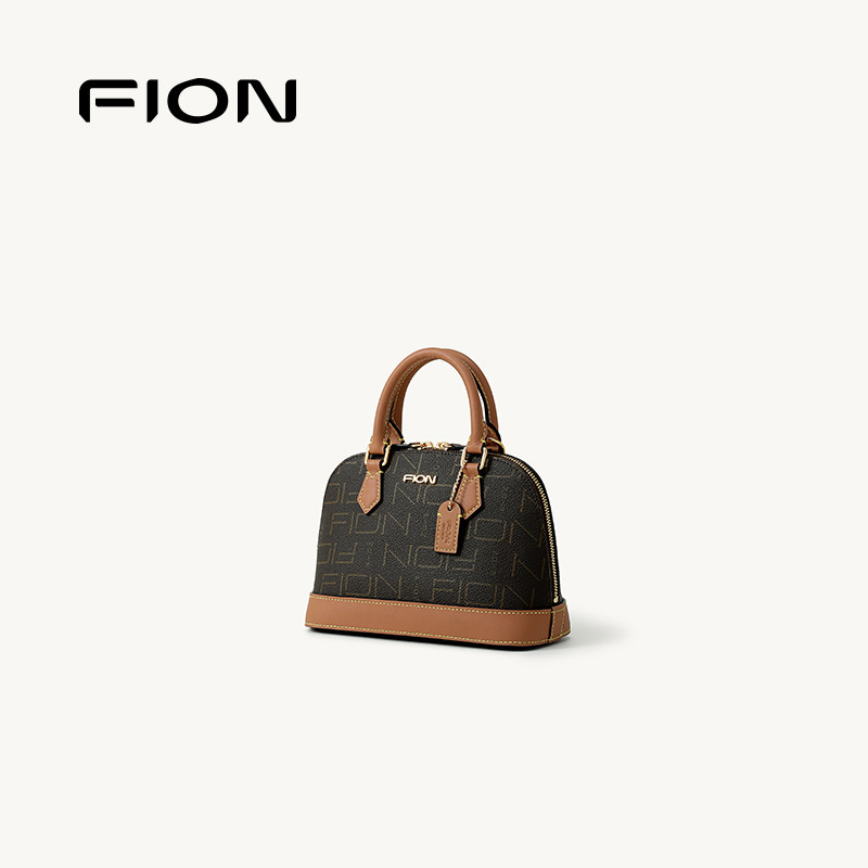 Fion/菲安妮女包老花贝壳包新款手提包单肩斜挎包日常百搭通勤包,淘宝优惠券,粉丝福利购,淘宝优惠卷