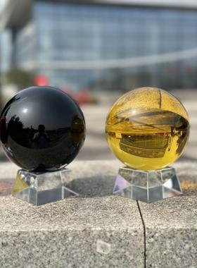 纯黑水晶球黑曜石玻璃球入口办公室家庭卧室客厅反桌装饰恶棍