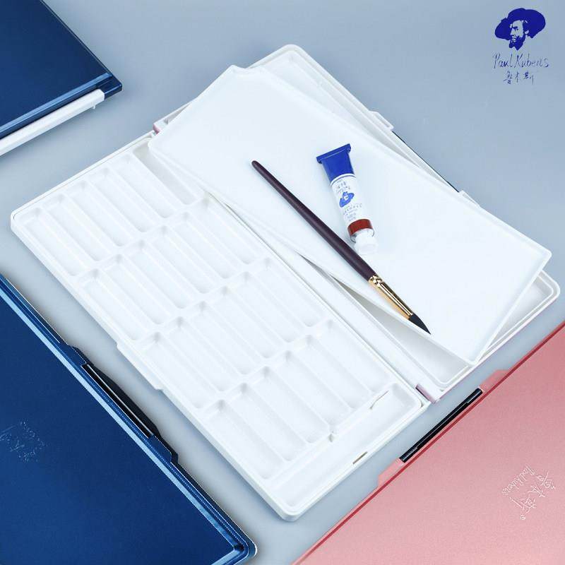 新品鲁本斯颜料盒水彩保湿调色盒24格水彩收纳盒折叠调色盘多功能,淘宝优惠券,粉丝福利购,淘宝优惠卷
